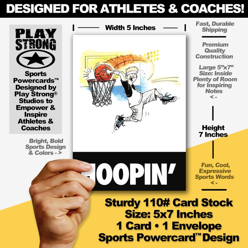 Play Strong Basketball Dunkin' Birthday Card 1-Pack (5x7) Power Player Illustrated Sports Birthday Cards Greeting Cards- Awesome for Basketball Players, Coaches and Fans Birthdays, Gifts and Parties! - Image 2